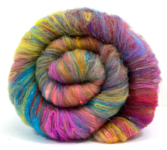 Crayon Box Batt 0524-02 - 3.7 oz Soft wool, sparkle, spinning fiber, drumcarded, handspinning, nuno, felting wool