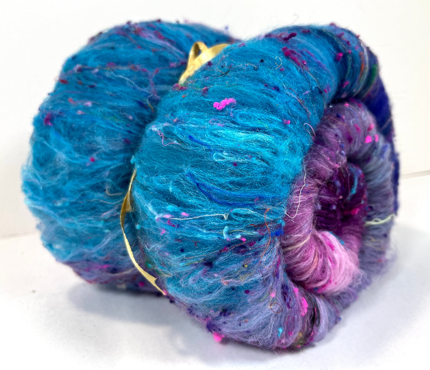 Midnight Fantastic Batt 1229-03 - 2.7 oz Falkland Merino wool, silk, noils, spinning fiber, drumcarded, handspinning, nuno, felting wool