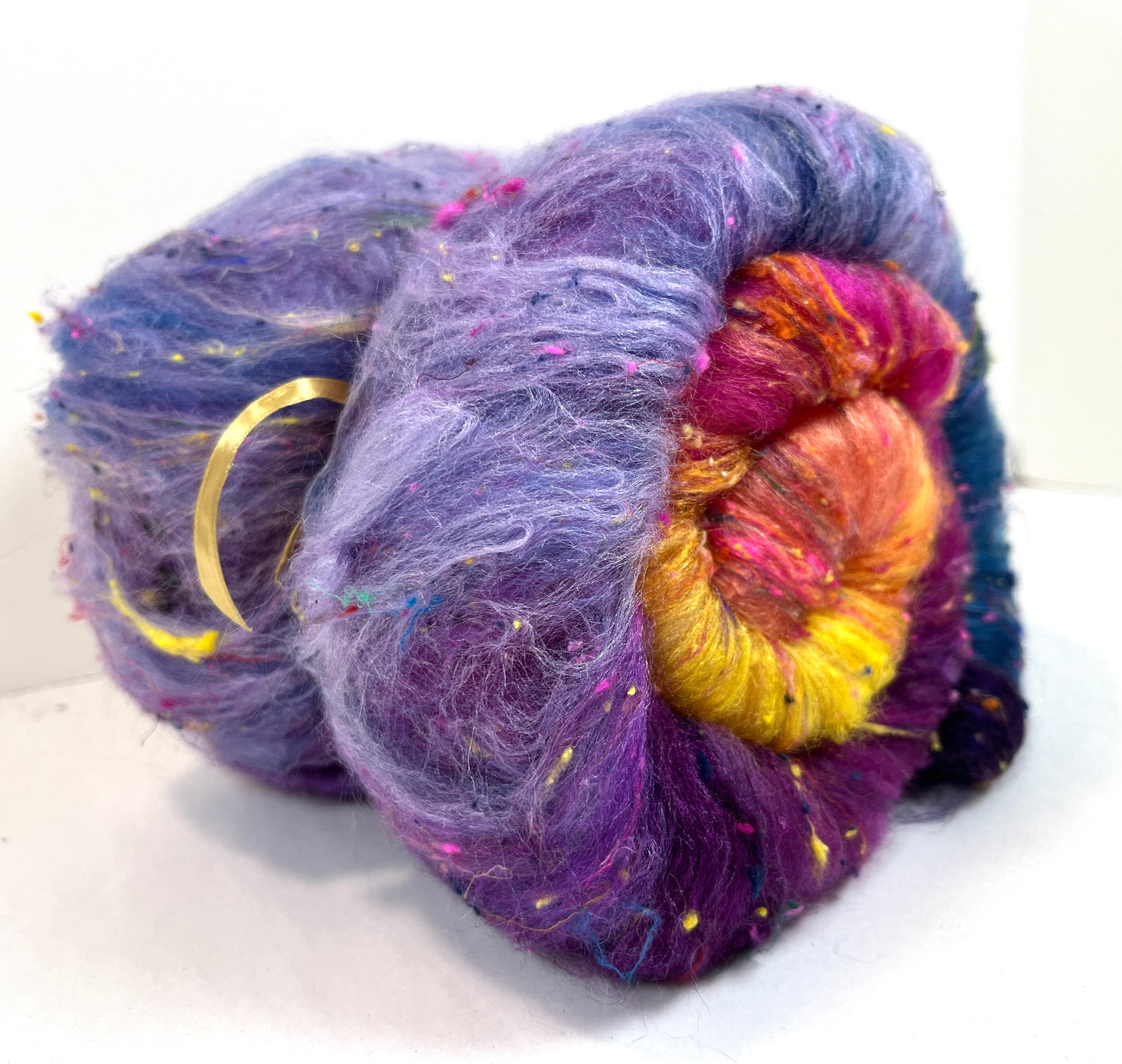 Big Sky Sunset Batt 1215-08 - 2.7 oz Cormo wool, silk, noils, spinning fiber, drumcarded, handspinning, nuno, felting wool