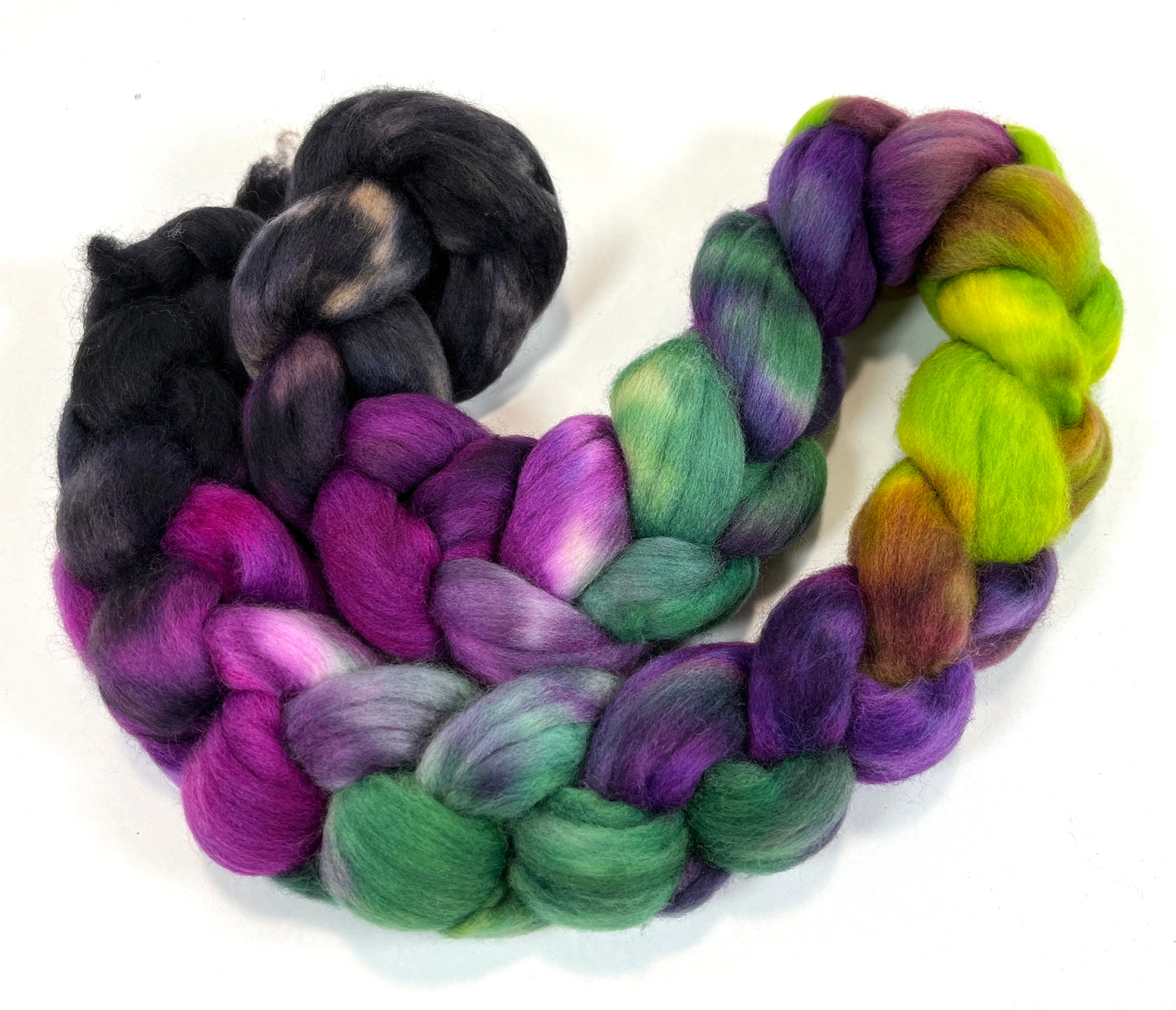 Frankenstein's Monster MG - 4 oz hand painted wool combed top, roving, spinning fiber, handspinning, felting