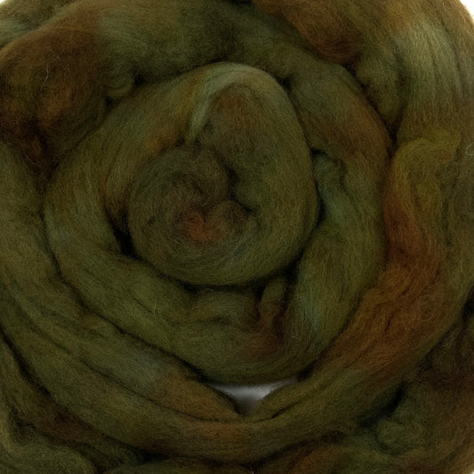 Deep Woods - 2 oz hand dyed semisolid wool combed top