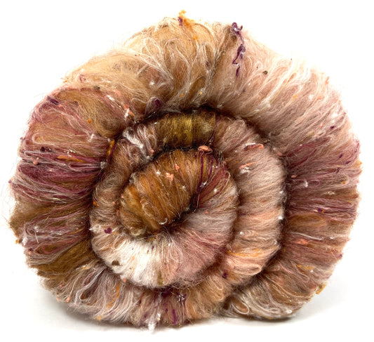 Sea Scallop Batt 1012-10 - 2.7 oz Falkland Merino wool, silk, noils, spinning fiber, drumcarded, handspinning, nuno, felting wool
