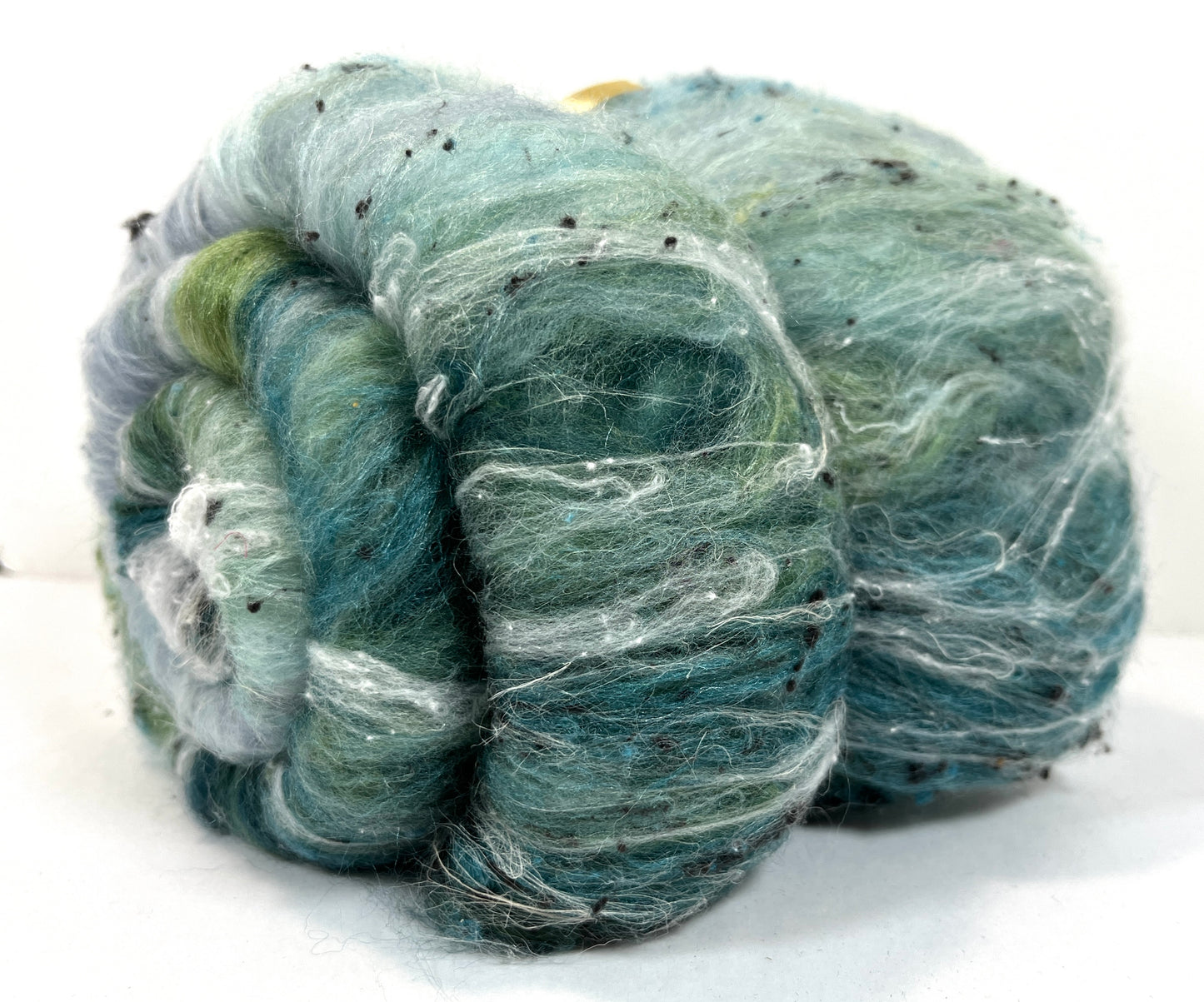 Cool River Batt 1130-01 - 2.7 oz Falkland Merino wool, silk, noils, spinning fiber, drumcarded, handspinning, nuno, felting wool
