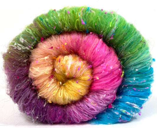 Super Nerds Gradient Batt 0823-05 - 2.7 oz Polwarth wool, silk, noils, spinning fiber, handspinning, nuno, felting wool, weaving, spindle