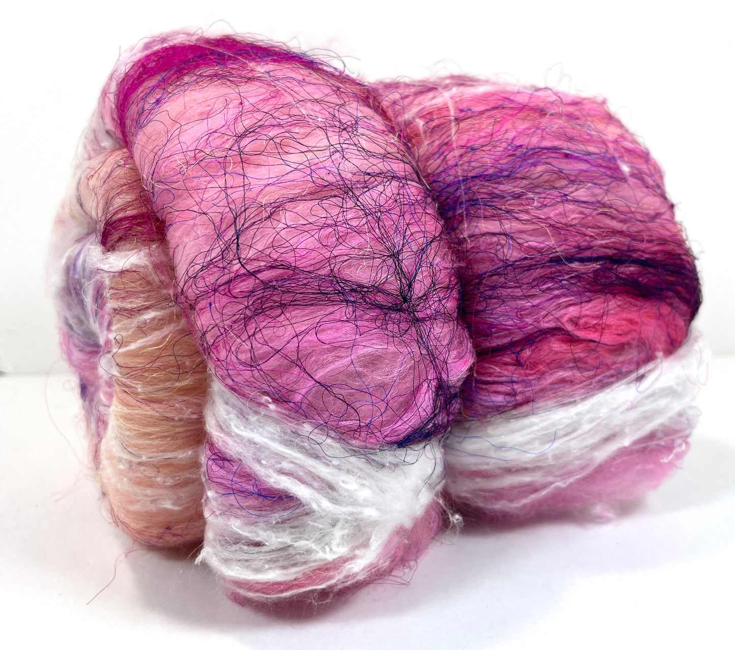 Smooth and Silky Batt 1202-02 - 3.7 oz soft wools, silk, noils, spinning fiber, handspinning, nuno, felting wool, weaving