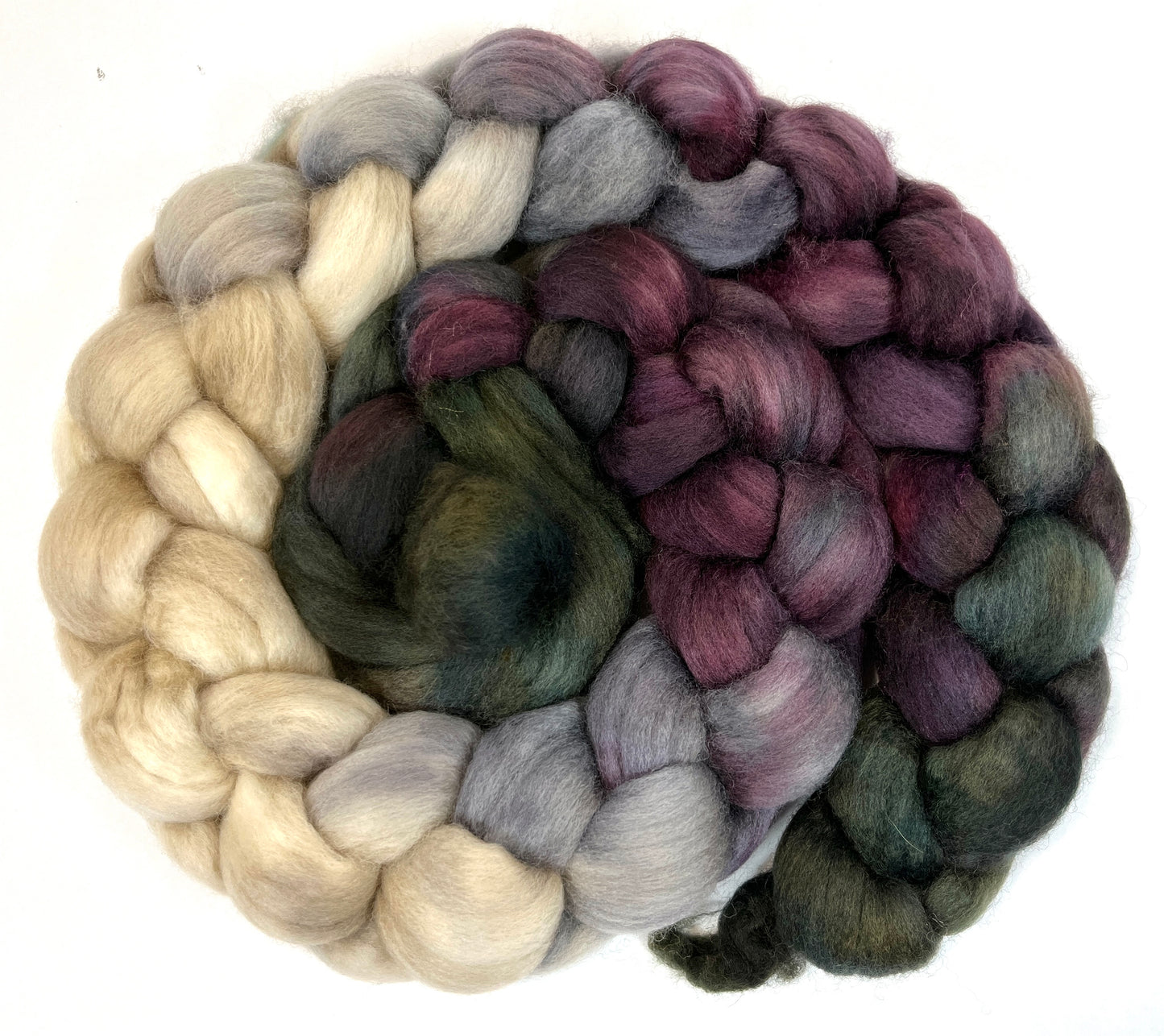 Morning Fog MG - 4 oz hand painted wool combed top, roving, spinning fiber, handspinning, felting