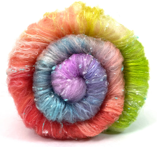 Day’s End Batt 0111-02A, 2.5 oz, Falkland Merino wool, silk, spinning fiber, felting wool, weaving fiber