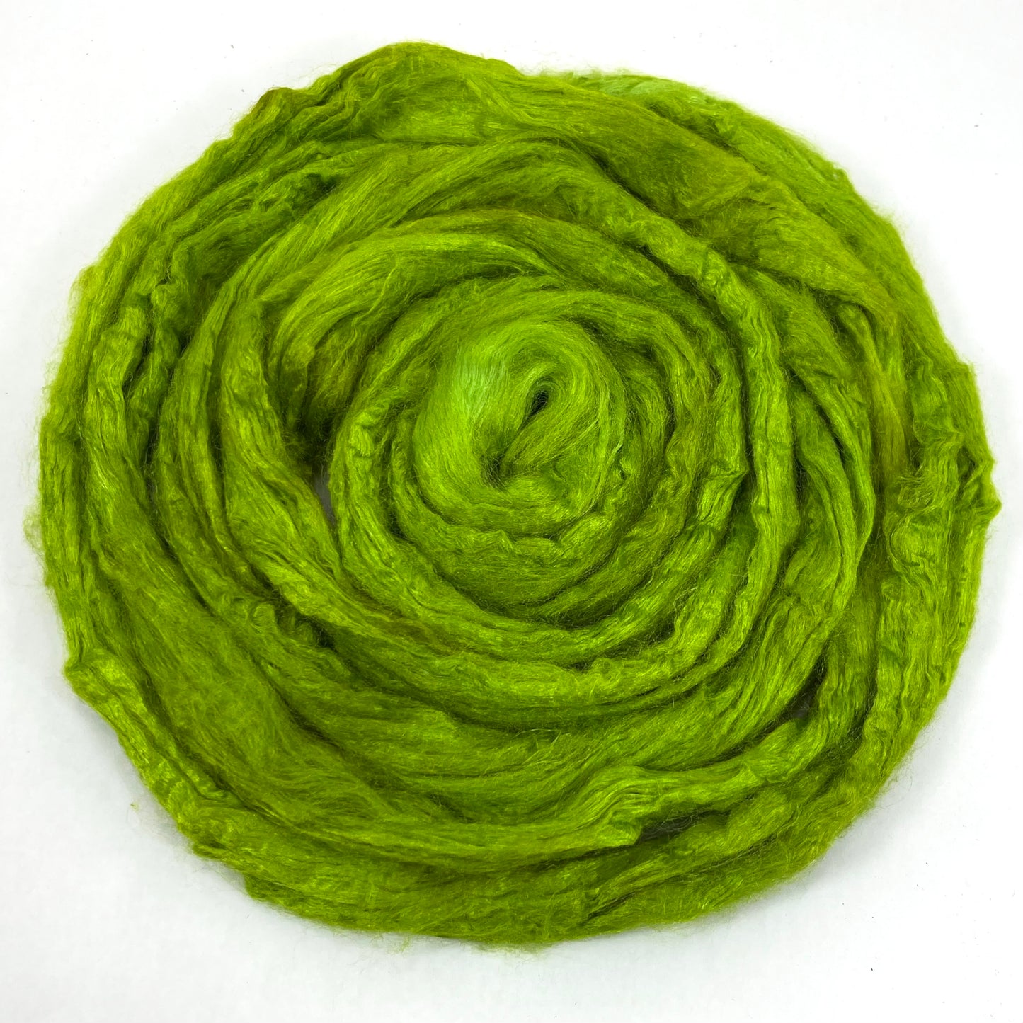 Tussah Silk - Lime - 1 oz hand dyed, nuno felting, spinning fiber, art yarn, handspinning, felting fiber, corespinning, roving, 0907-12