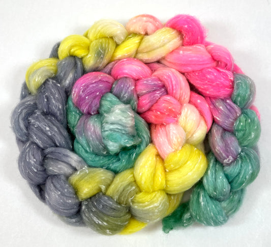 Nancy MG - 4 oz 80/20 South American wool/rayon nepps combed top, roving, spinning fiber, handspinning, felting, needle felting, weaving supplies