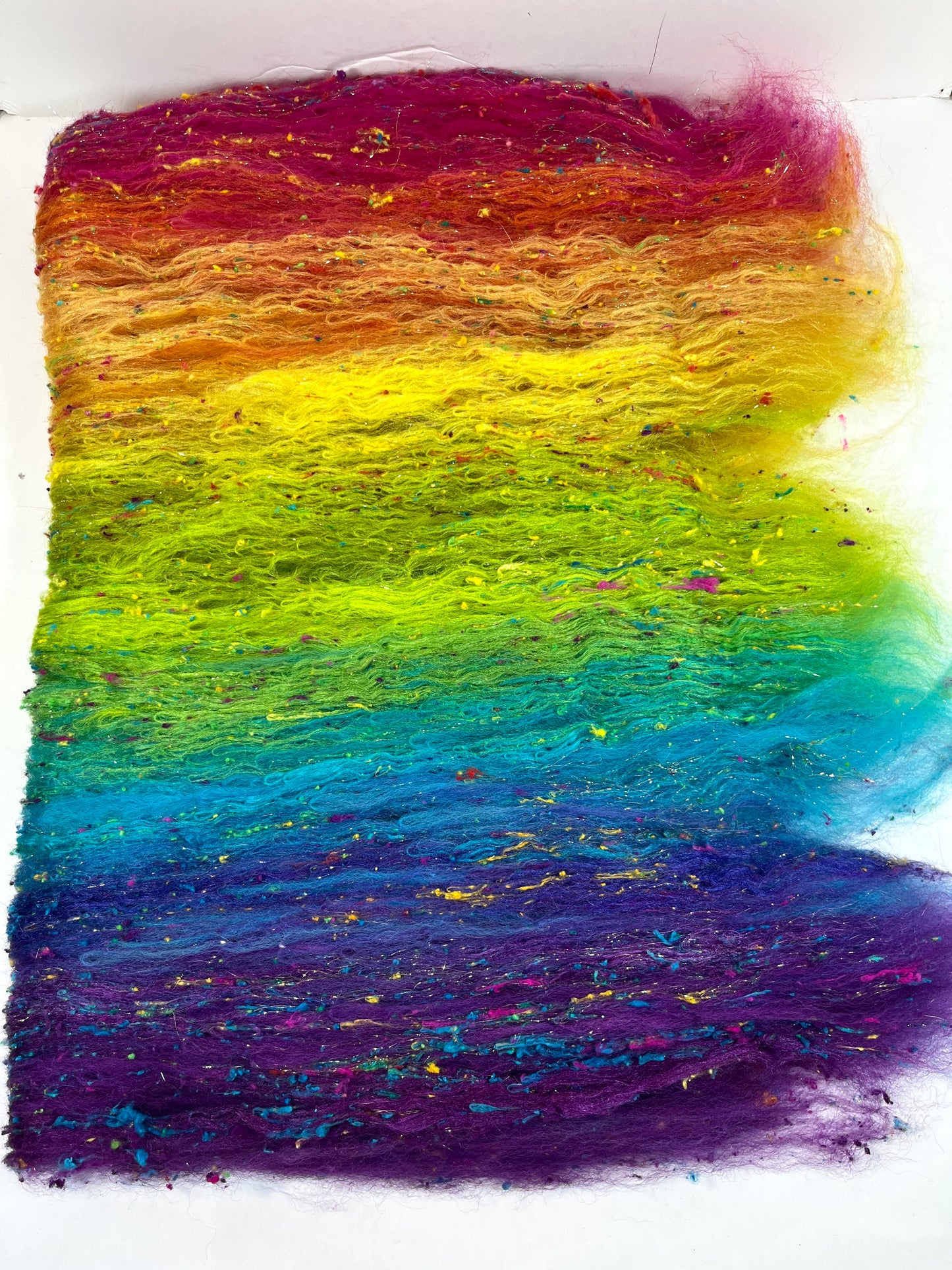 Plumeria Batt 0404-06 - 2.7 oz Corriedale wool, silk, noils, spinning fiber, drumcarded, handspinning, nuno, felting wool