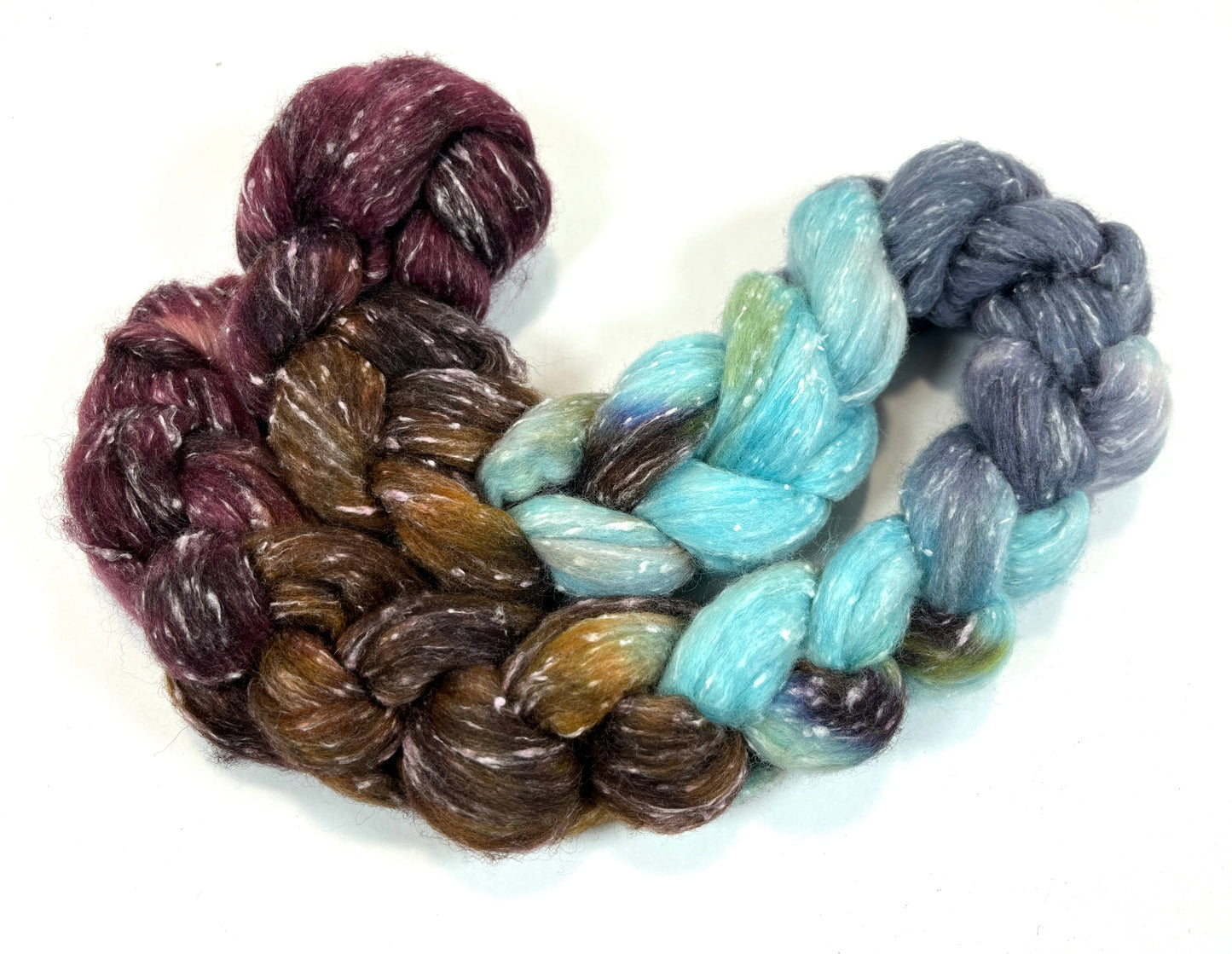 Winter Treeline MG - 4 oz 80/20 South American wool/rayon nepps combed top, roving, spinning fiber, handspinning, felting, needle felting, weaving supplies