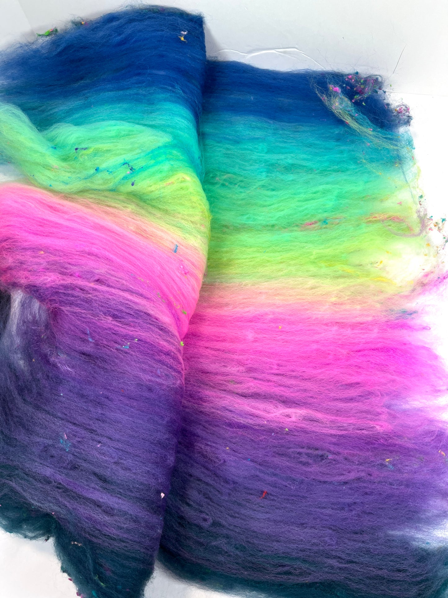 Nemesis Batt 0404-02 - 2.7 oz Cormo wool, silk, noils, spinning fiber, drumcarded, handspinning, nuno, felting wool