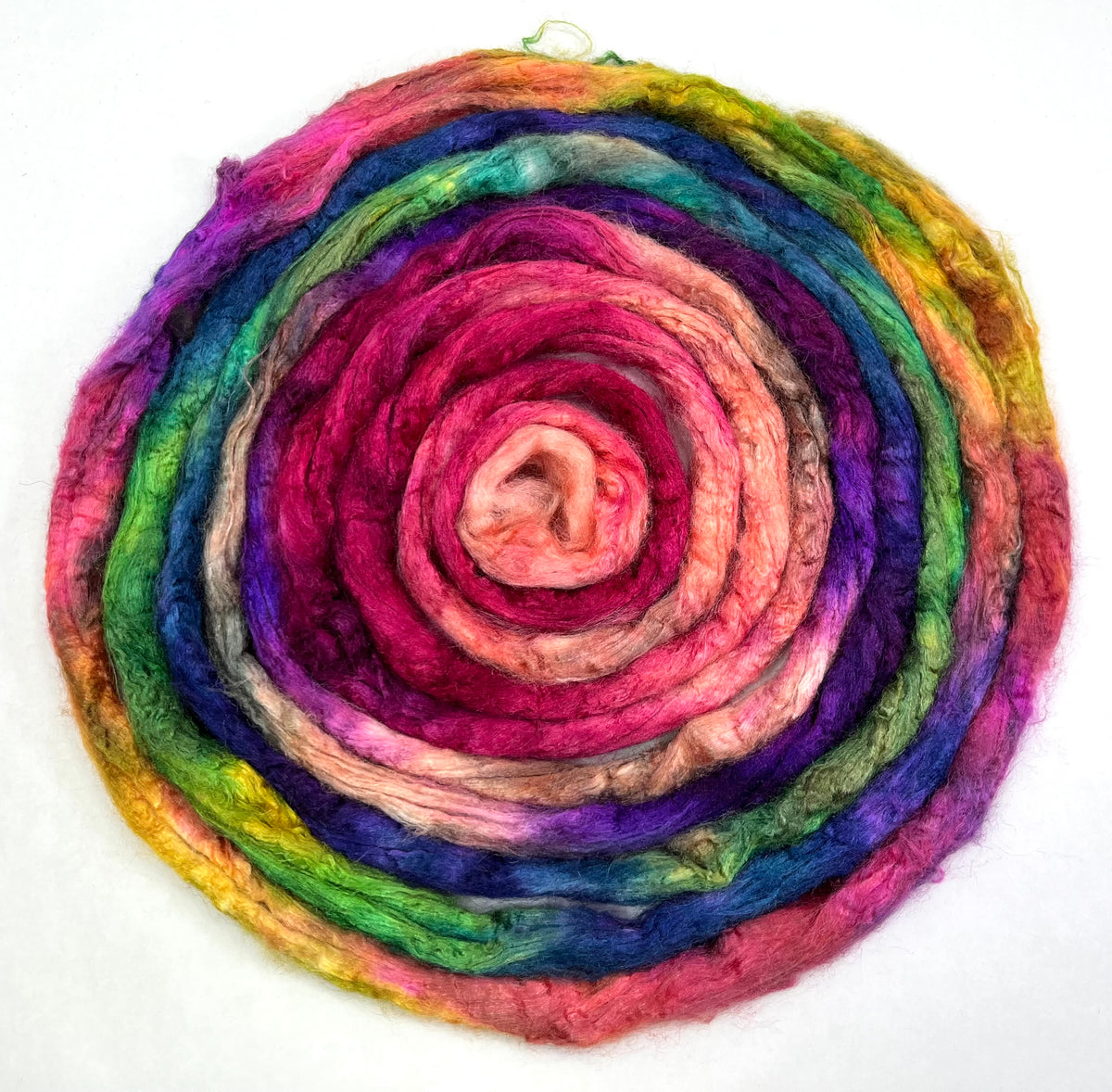Tussah Silk - Fantasmic - 2 oz hand dyed, nuno felting, spinning fiber, art yarn, handspinning, felting fiber, corespinning, roving
