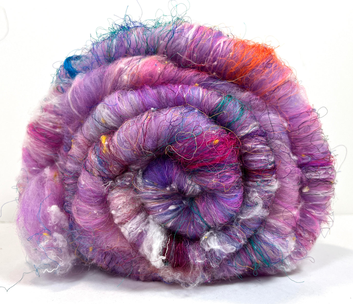 Art Batt 1224-06, 3.5 oz Soft wool, silk, flax, noils, spinning fiber, drumcarded, handspinning, nuno, felting wool