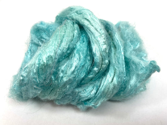 Tussah Silk - Soft Aqua - hand dyed, nuno felting, spinning fiber, art yarn, handspinning, felting fiber, corespinning, roving, 1101-05