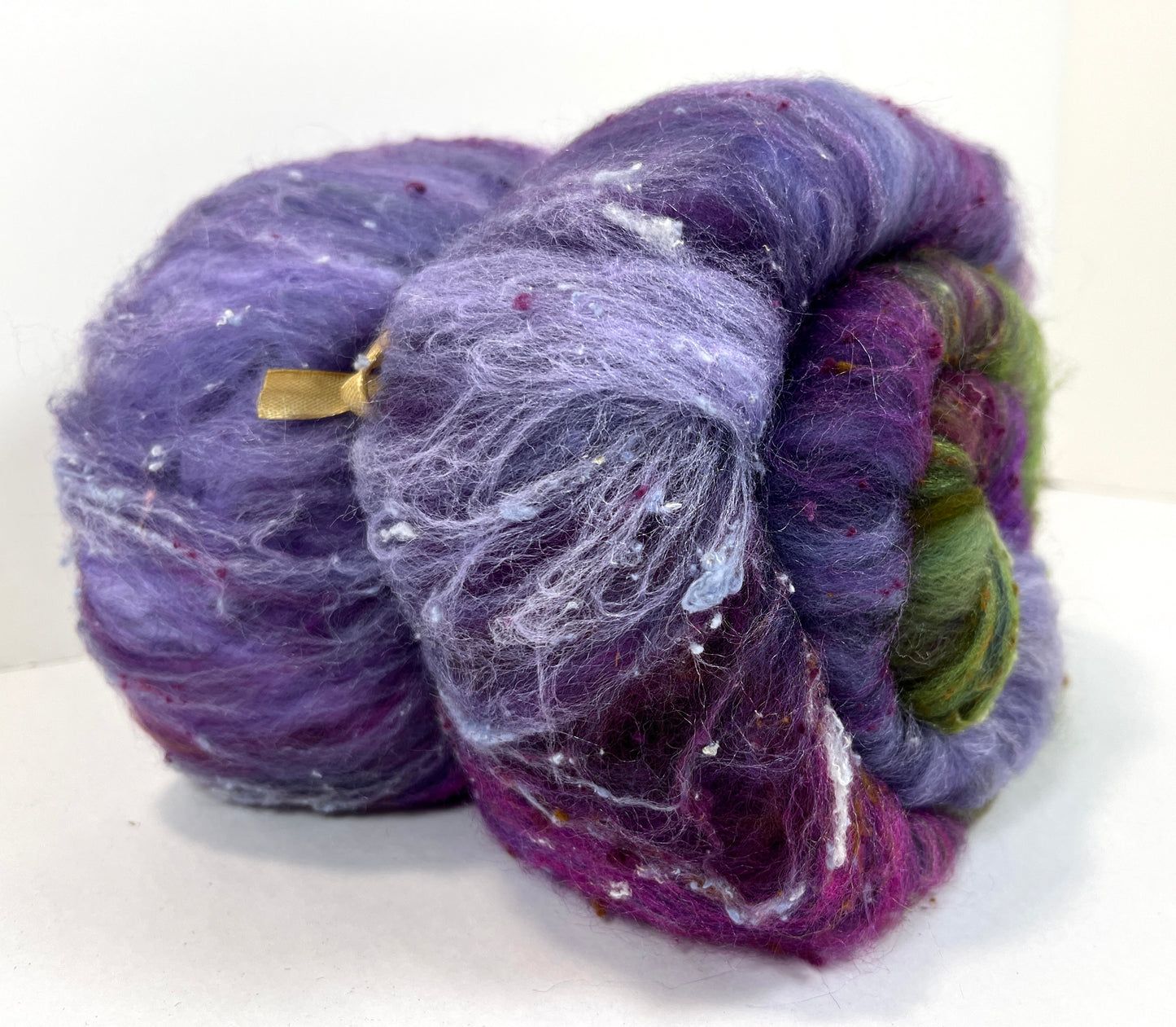 Arabesque Batt 1107-07 - 2.5 oz Falkland Merino wool, silk, noils, spinning fiber, drumcarded, handspinning, nuno, felting wool