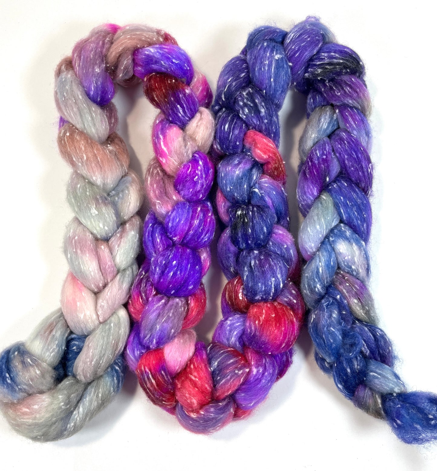 Day’s End 0410-01 - 7 oz 80/20 South American wool/rayon nepps combed top, roving, spinning fiber, handspinning, felting, needle felting, weaving supplies