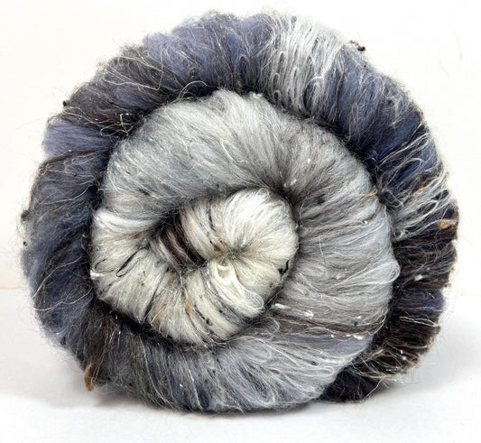 Birch Tree Batt 0814-05 - 3.2 oz Polwarth wool, silk, noils, spinning fiber, handspinning, nuno, felting wool, weaving