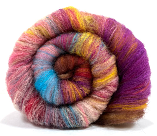 Crayon Box Batt 0804-01 - 4 oz Soft wool, NO SPARKLE, gradient style, spinning fiber, drumcarded, handspinning, nuno, felting wool