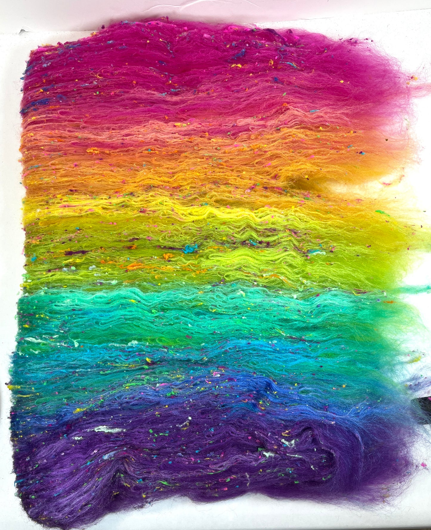 Plumeria Batt 1215-02 - 2.6 oz Cormo wool, silk, noils, spinning fiber, drumcarded, handspinning, nuno, felting wool