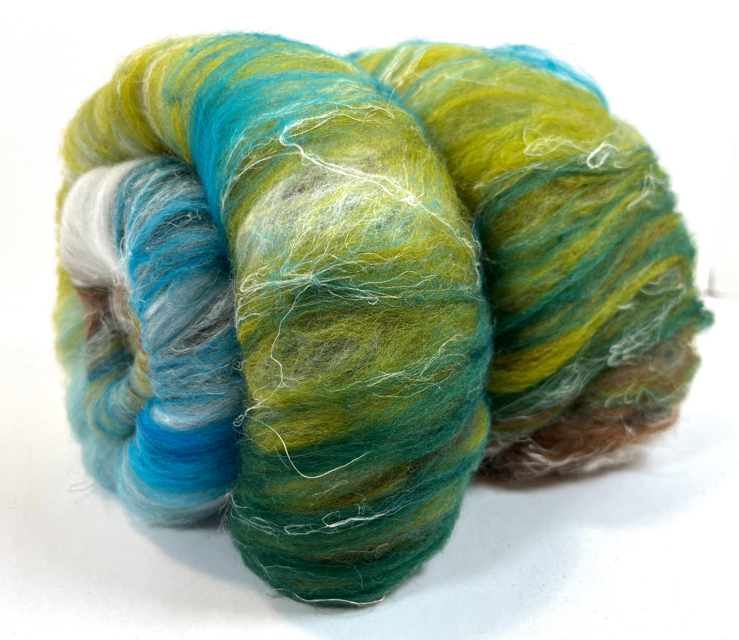 Crayon Box Batt 1003-01 - 4.4 oz Soft wool, silk, flax, hemp, NO SPARKLE, spinning fiber, drumcarded, handspinning, nuno, felting wool