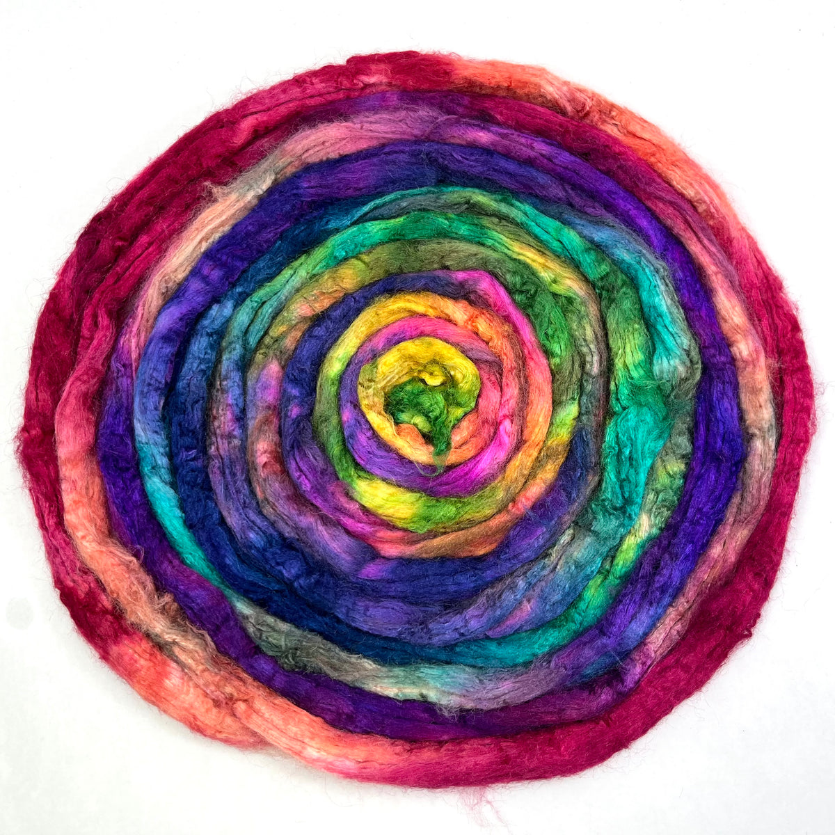 Tussah Silk - Fantasmic - 2 oz hand dyed, nuno felting, spinning fiber, art yarn, handspinning, felting fiber, corespinning, roving