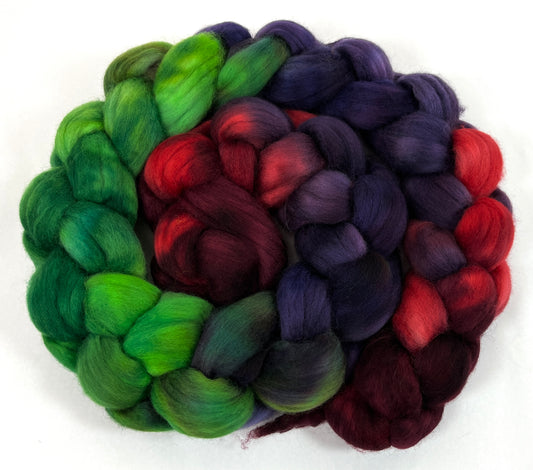 Banshee MG - 4 oz hand painted wool combed top, roving, spinning fiber, handspinning, felting