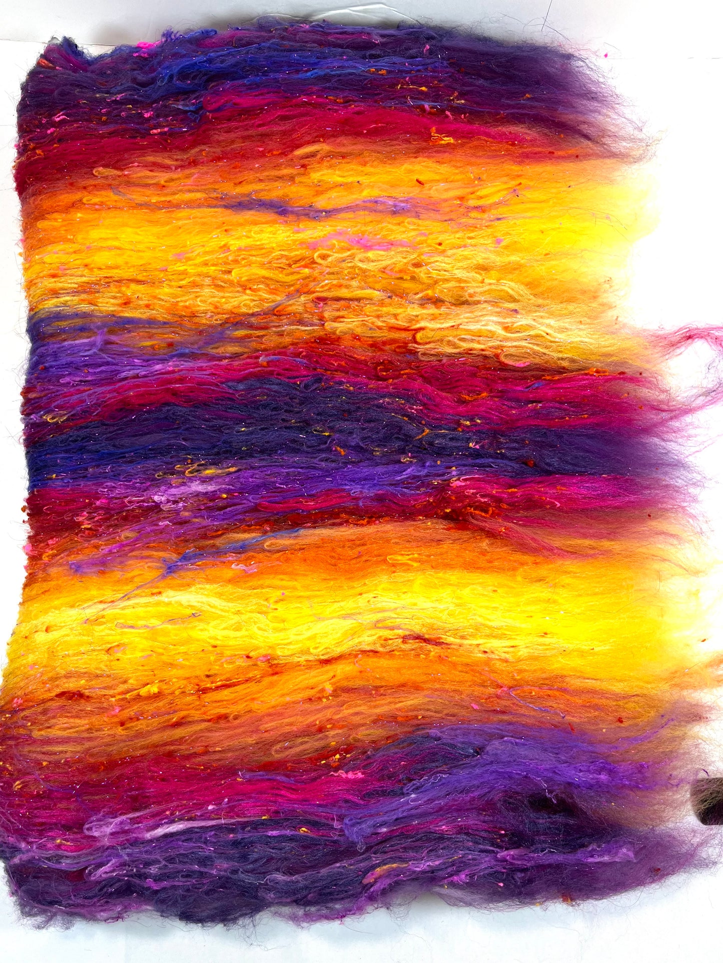 Sassy SC Batt 0504-01 - 2.9 oz Polwarth wool, silk, noils, spinning fiber, drumcarded, handspinning, nuno, felting wool