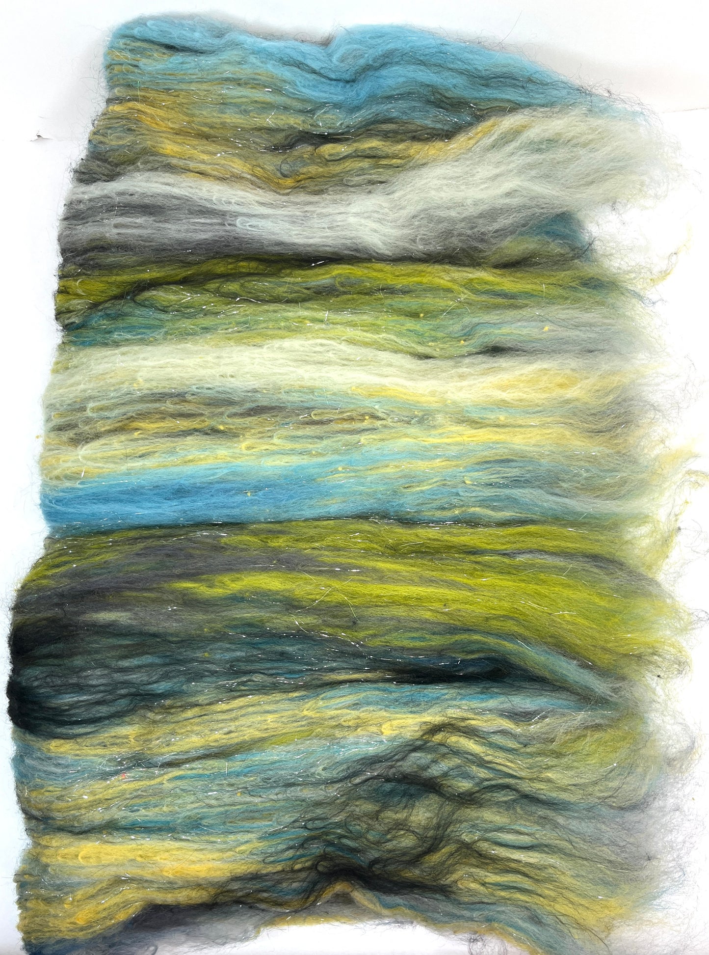 Crayon Box Batt 0601-02 - 4.6 oz Soft wool, sparkle, spinning fiber, drumcarded, handspinning, nuno, felting wool