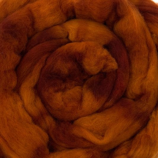 Copper Penny - 2 oz hand dyed semisolid wool combed top