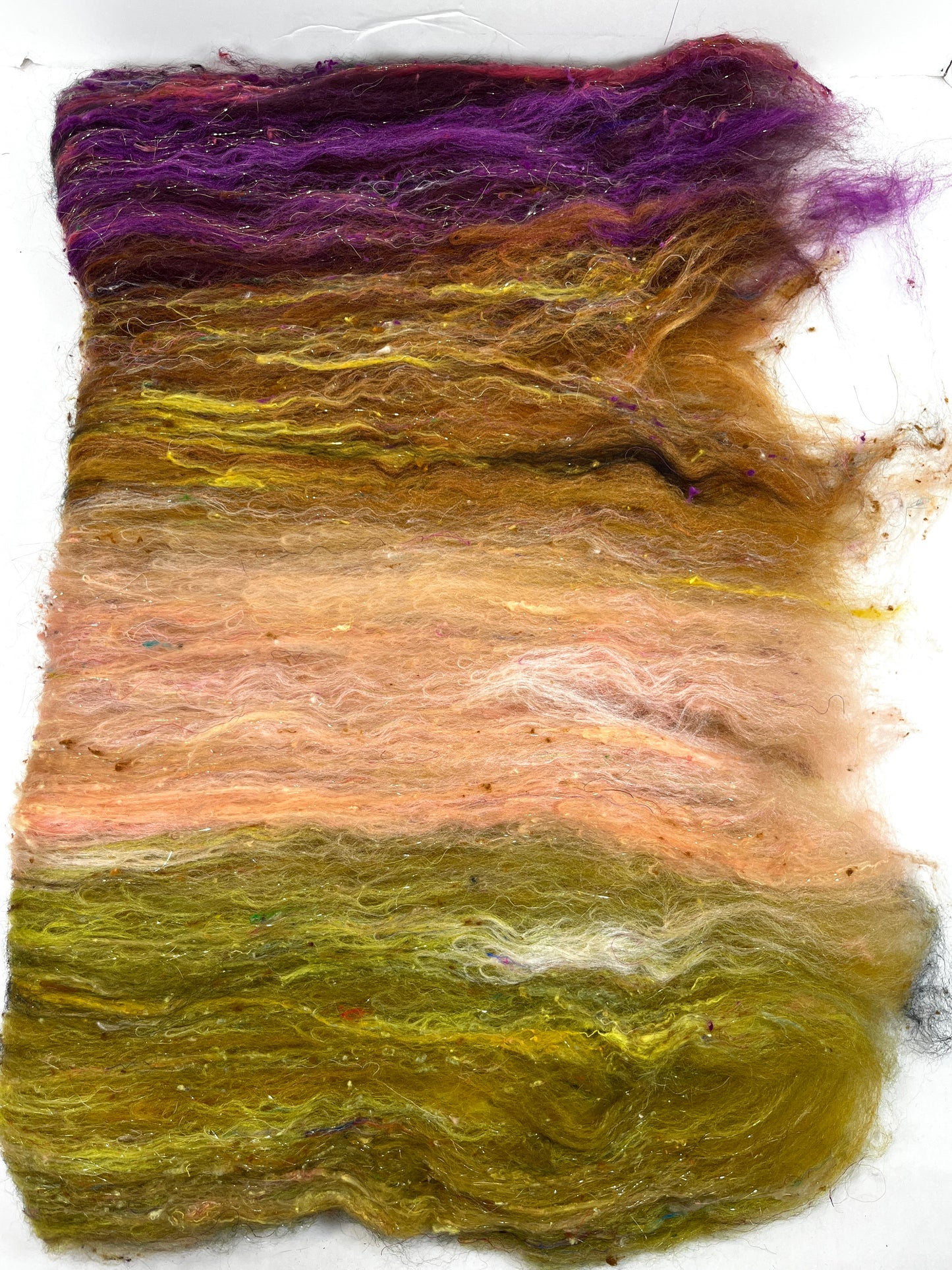 Wayfarer Batt 0118-04 - 2.7 oz Cormo wool, silk, noils, spinning fiber, drumcarded, handspinning, nuno, felting wool