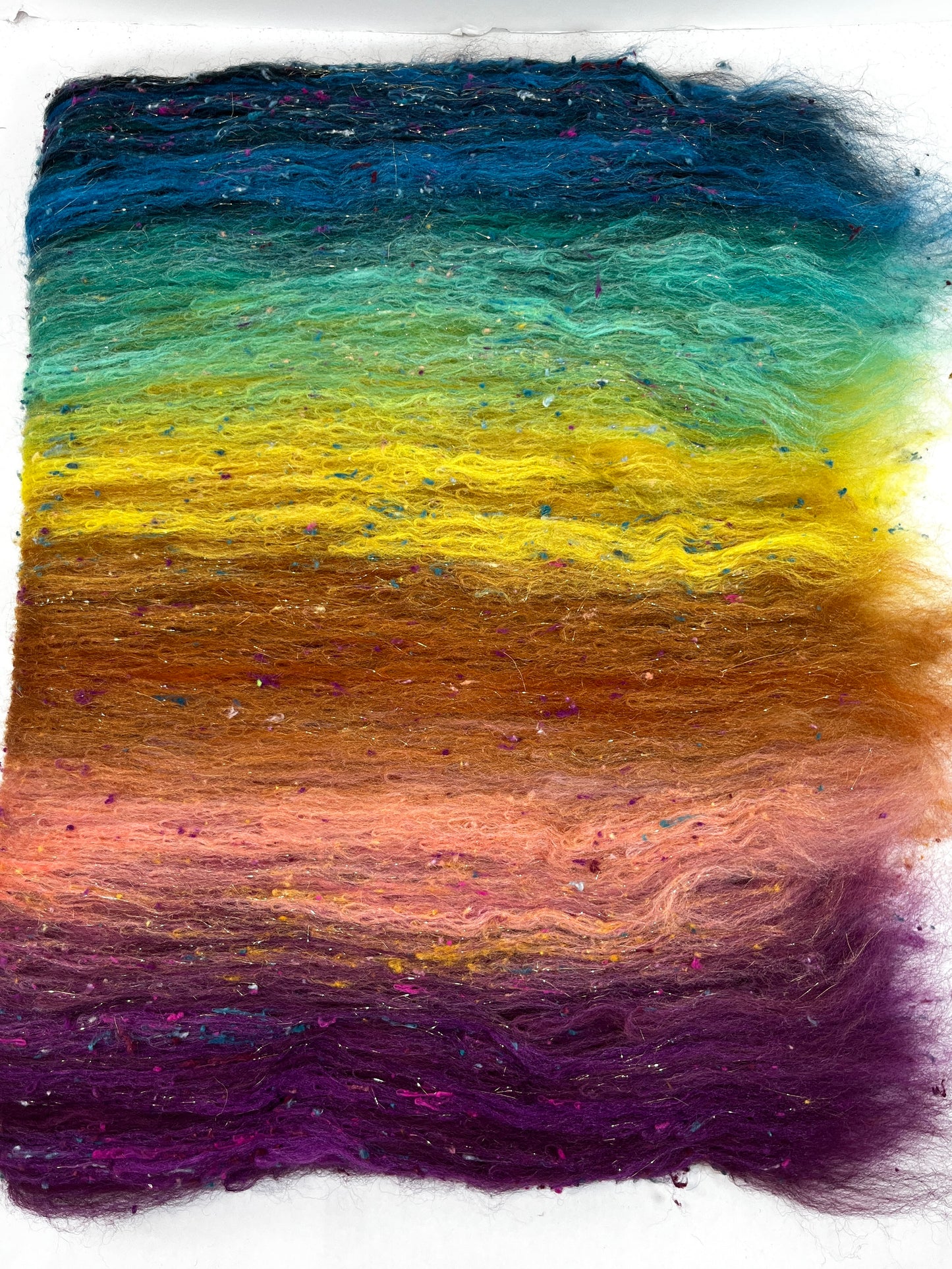 Reverie Batt 0118-03 - 2.6 oz Corriedale wool, silk, noils, spinning fiber, drumcarded, handspinning, nuno, felting wool