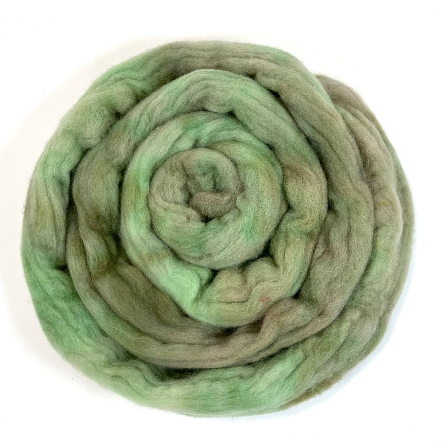 OOAK Green - 2 oz Polwarth combed top, roving, spinning fiber, handspinning, felting, needle felting, weaving supplies