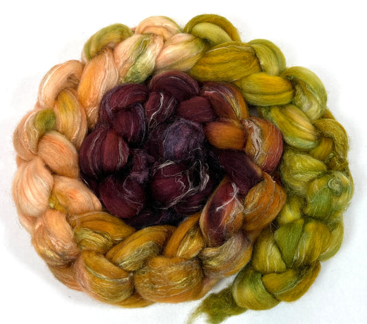 Wayfarer Long Gradient - 4 oz Merino, silk, flax combed top, roving, spinning fiber, handspinning, felting, needle felting, weaving supplies