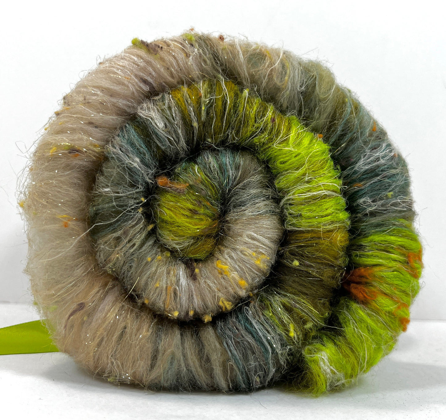 Willow Batt 0120-06 - 2.7 oz Falkland Merino wool, silk, hemp, noils, spinning fiber, drumcarded, handspinning, nuno, felting wool