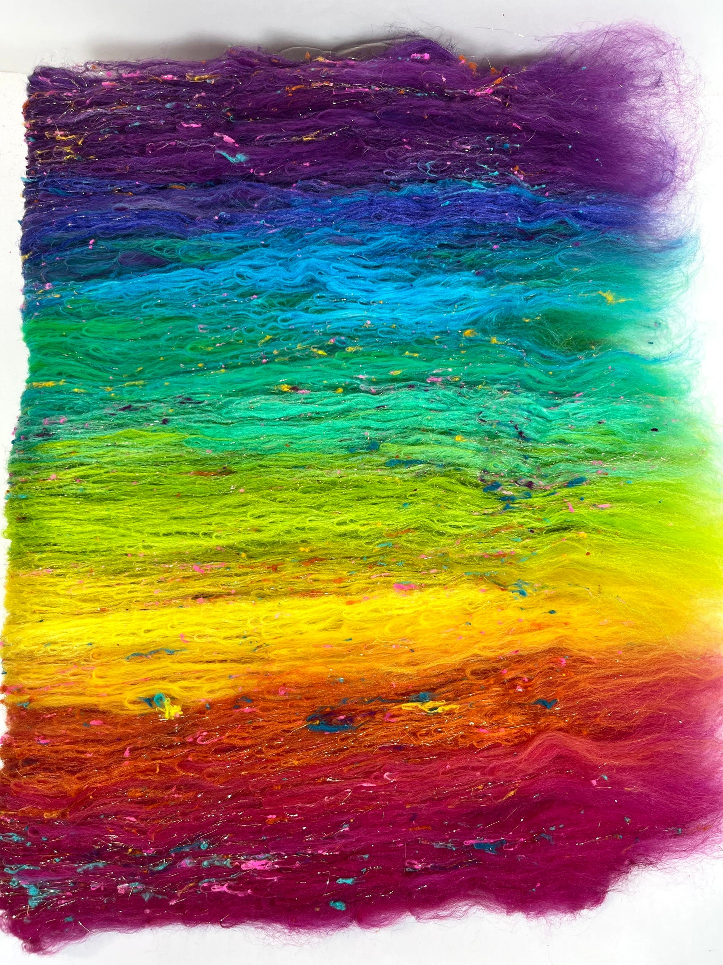 Tie Dye Gradient Batt 0508-06 - 2.8 oz Polwarth wool, silk, noils, spinning fiber, drumcarded, handspinning, nuno, felting wool