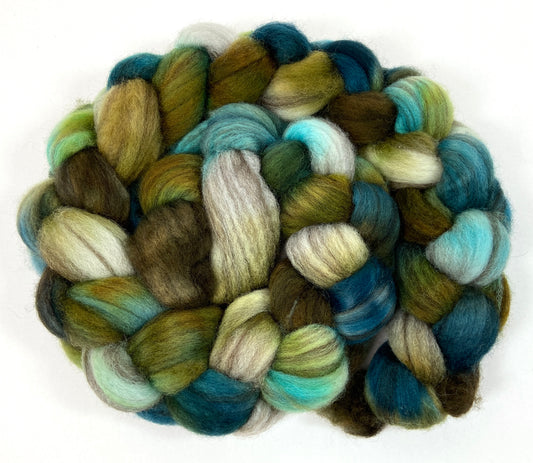 Tide Pool SC - 4 oz BFL Swirl wool combed top, roving, spinning fiber, handspinning, felting, needle felting, weaving supplies