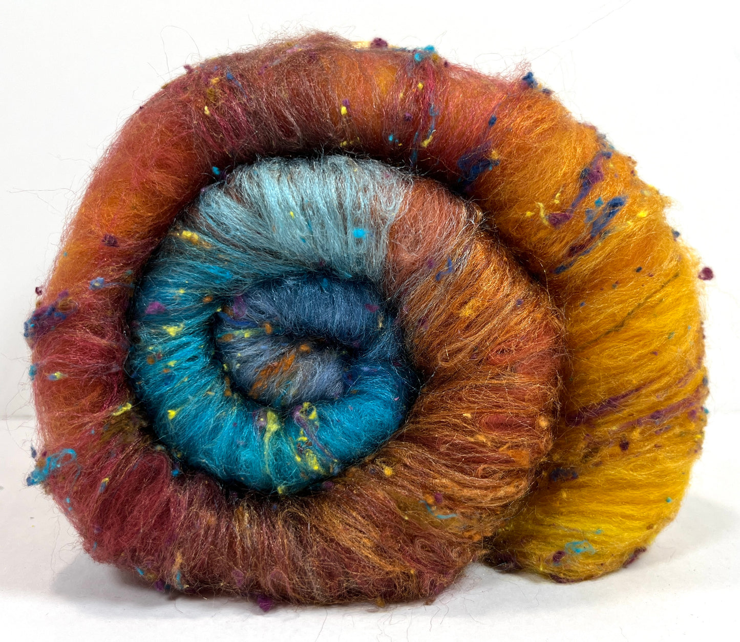 Gradient Batt 1215-06 - 2.6 oz Polwarth wool, silk, noils, spinning fiber, drumcarded, handspinning, nuno, felting wool