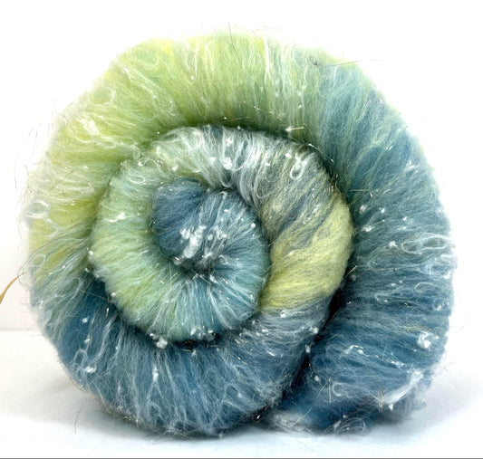 Marisol Batt 0220-01 - 2.3 oz Targhee wool, bamboo, noils, spinning fiber, handspinning, nuno, felting wool, weaving