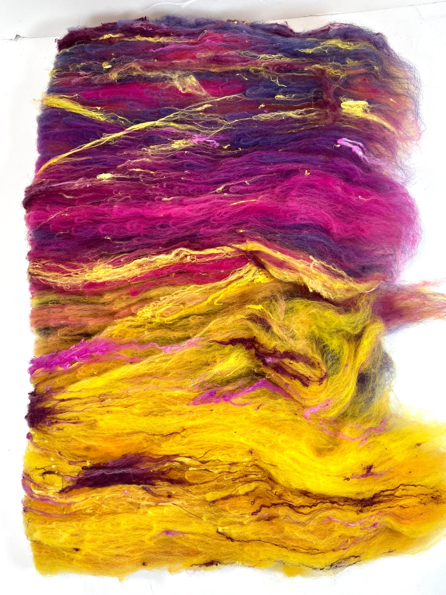 Sassy Blended Batt 0520-01 - 2.1 oz Cormo wool, silk, noils, spinning fiber, drumcarded, handspinning, nuno, felting wool