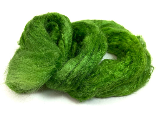 Tussah Silk - Tree Frog - hand dyed, nuno felting, spinning fiber, art yarn, handspinning, felting fiber, corespinning, roving, 1101-10