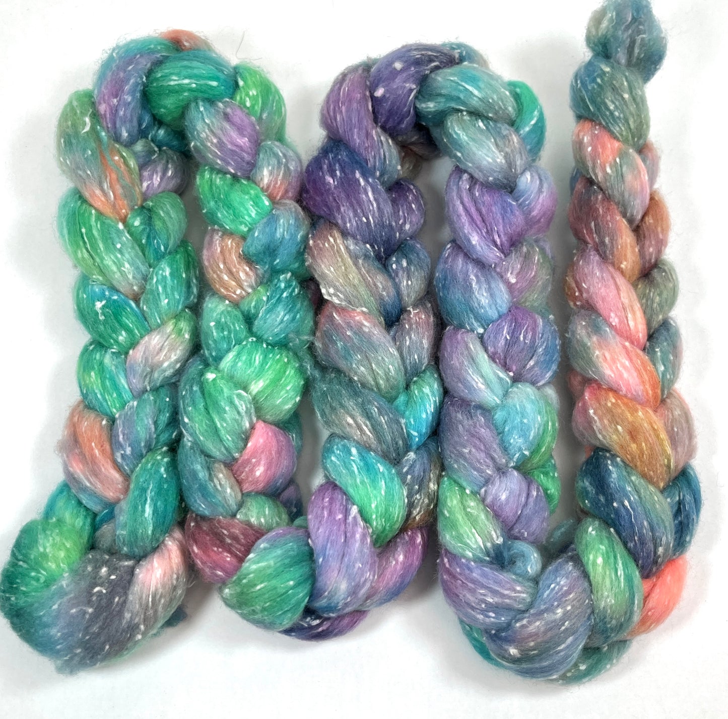 Day’s End 0627-01 - 8 oz 80/20 South American wool/rayon nepps combed top, roving, spinning fiber, handspinning, felting, needle felting, weaving supplies