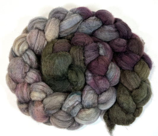 Morning Fog Oopsie, 4 oz BFL Swirl wool combed top, roving, spinning fiber, handspinning, felting, needle felting, weaving supplies