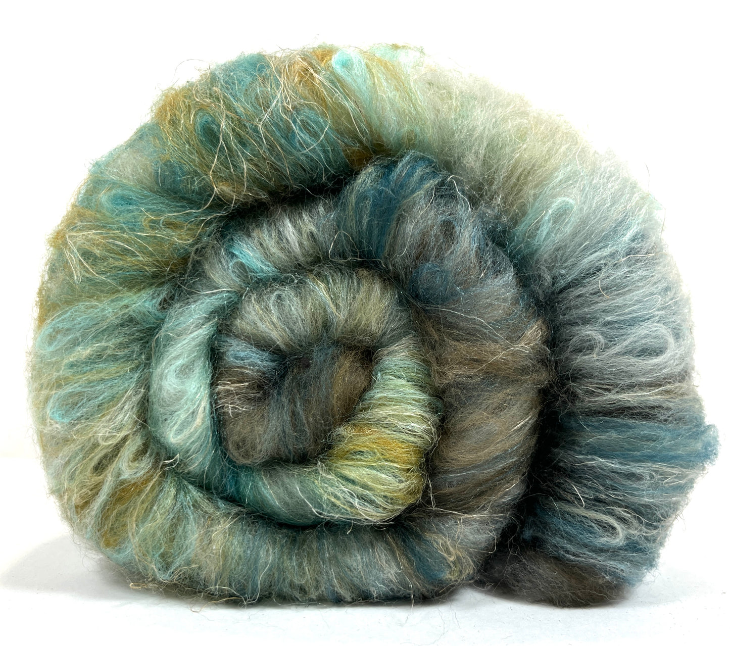 Tide Pool Special Batt 0830-01 - 3.1 oz Merino and Polwarth wool, silk, flax, spinning fiber, handspinning, nuno, felting wool, weaving, spindle