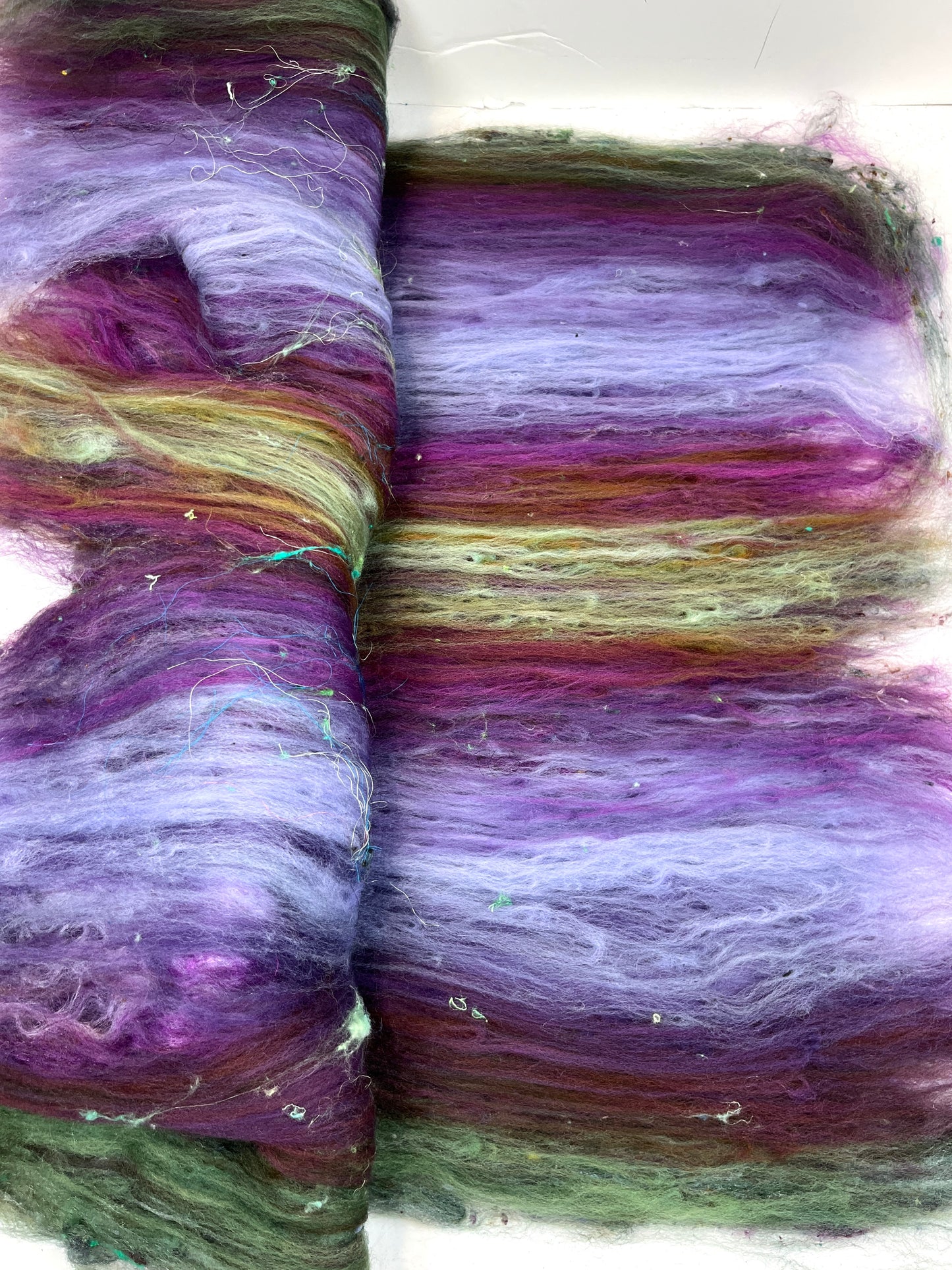 Arabesque Batt 1229-01 - 2.7 oz Polwarth wool, silk, noils, spinning fiber, drumcarded, handspinning, nuno, felting wool