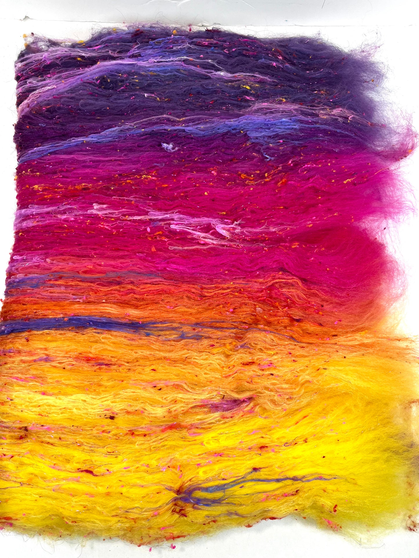 Sassy Gradient Batt 0504-07 - 2.8 oz Polwarth wool, silk, noils, spinning fiber, drumcarded, handspinning, nuno, felting wool