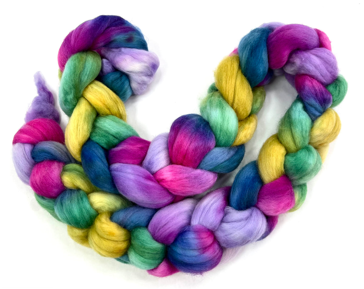 June’s Blooms SC - 4 oz hand painted wool combed top, roving, spinning fiber, handspinning, felting