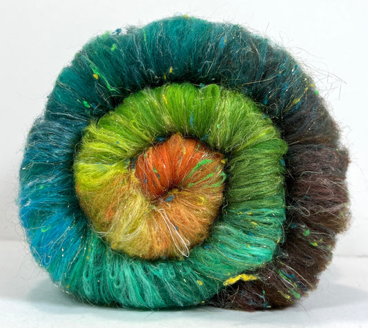 Sea Witch Gradient Batt 0905-01 - 2.7 oz Polwarth wool, silk, hemp, noils, spinning fiber, handspinning, nuno, felting wool, weaving, spindle