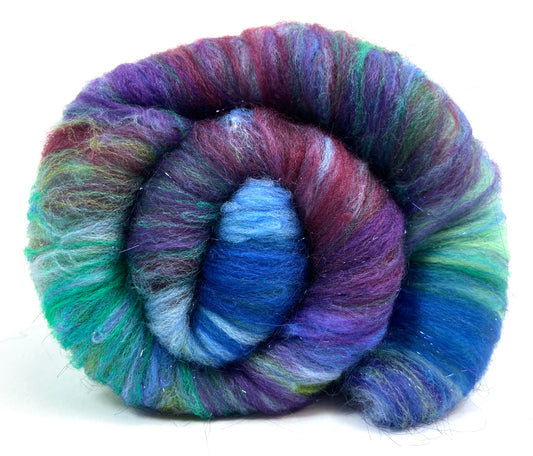 Crayon Box Batt 0618-02- 3.7 oz Soft wool, sparkle, spinning fiber, drumcarded, handspinning, nuno, felting wool
