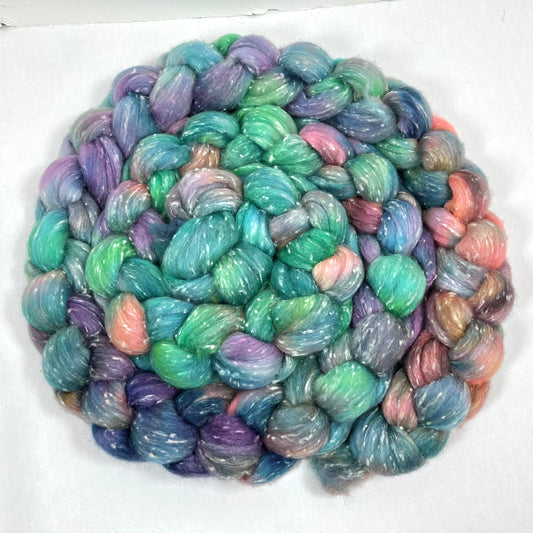 Day’s End 0627-01 - 8 oz 80/20 South American wool/rayon nepps combed top, roving, spinning fiber, handspinning, felting, needle felting, weaving supplies